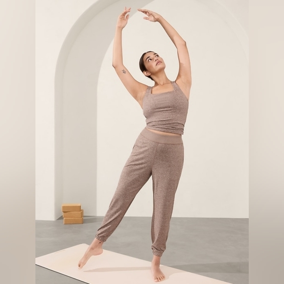 Athleta Pants - Ribbed Knit Lounge Tank & Jogger Set - Taupe